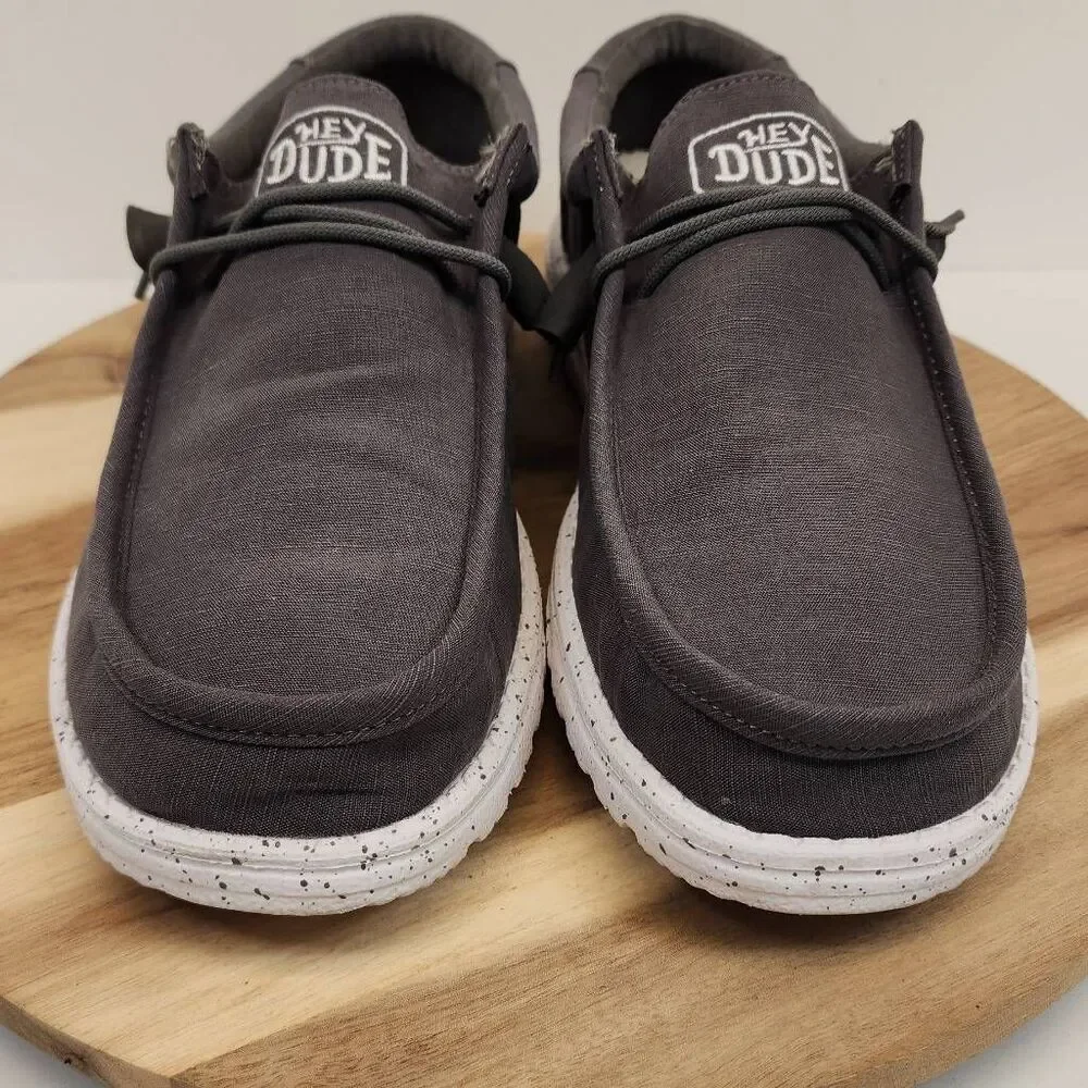 Hey Dude Wally SLUB Canvas Gray Mens Shoes Size 11 - Picture 2 of 11